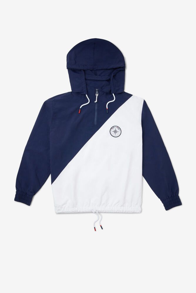 Fila Hoodie Damske Kornelia 1/2 Zips Windbreaker Biele/Námornícka Modrá - ASCGZ5908